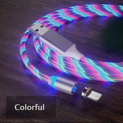 USB to 8 Pin Magnetic Suction Colorful Streamer Mobile Phone Charging Cable, Length: 1m(Color Light)-garmade.com