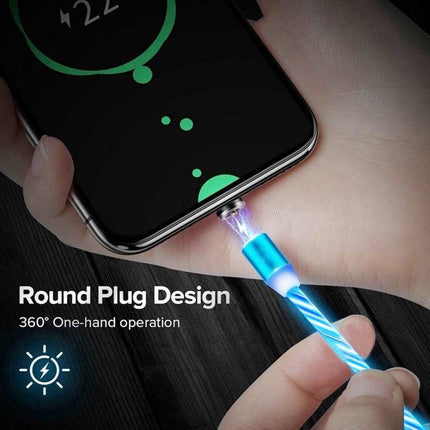 USB to 8 Pin Magnetic Suction Colorful Streamer Mobile Phone Charging Cable, Length: 1m(Blue Light)-garmade.com