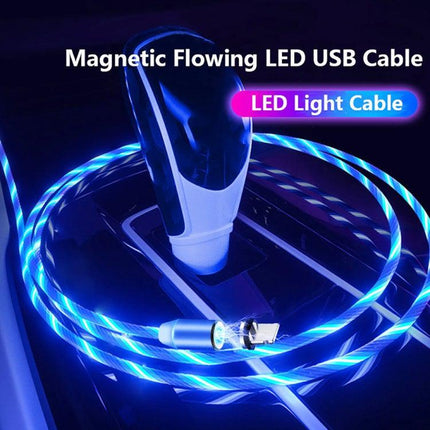 USB to 8 Pin Magnetic Suction Colorful Streamer Mobile Phone Charging Cable, Length: 1m(Blue Light)-garmade.com
