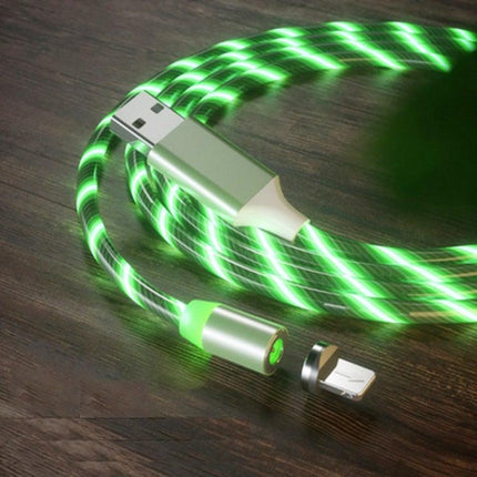 USB to 8 Pin Magnetic Suction Colorful Streamer Mobile Phone Charging Cable, Length: 1m(Green Light)-garmade.com