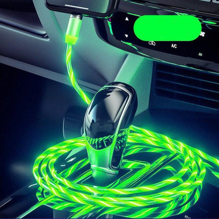 USB to 8 Pin Magnetic Suction Colorful Streamer Mobile Phone Charging Cable, Length: 1m(Green Light)-garmade.com