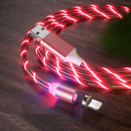 USB to 8 Pin Magnetic Suction Colorful Streamer Mobile Phone Charging Cable, Length: 1m(Red Light)-garmade.com