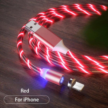 USB to 8 Pin Magnetic Suction Colorful Streamer Mobile Phone Charging Cable, Length: 1m(Red Light)-garmade.com