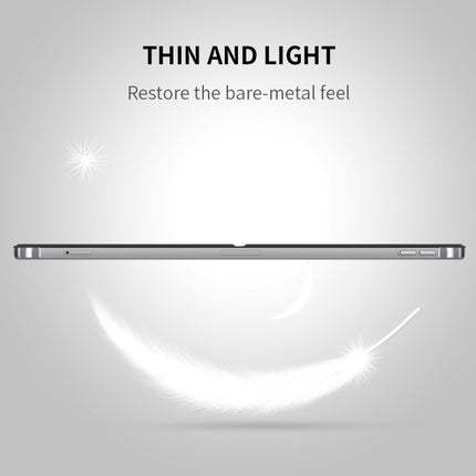 For iPad Pro 12.9 inch (2020) Multi-folding Horizontal Flip Shockproof Transparent PC + PU Leather Tablet Case with Sleep / Wake-up Function(Grey)-garmade.com