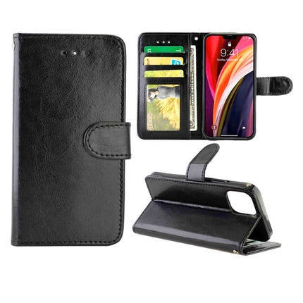 For iPhone 12 / 12 Pro Crazy Horse Texture Leather Horizontal Flip Protective Case with Holder & Card Slots & Wallet & Photo Frame(Black)-garmade.com
