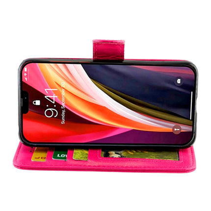 For iPhone 12 / 12 Pro Crazy Horse Texture Leather Horizontal Flip Protective Case with Holder & Card Slots & Wallet & Photo Frame(Magenta)-garmade.com