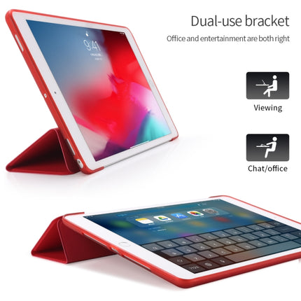 Three-folding Surface PU Leather TPU Matte Soft Bottom Case with Holder & Sleep / Wake-up Function For iPad 10.2 2021 / 2020 / 2019 / iPad Pro 10.5 inch(Black)-garmade.com