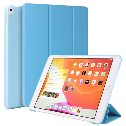 Three-folding Surface PU Leather TPU Matte Soft Bottom Case with Holder & Sleep / Wake-up Function For iPad 10.2 2021 / 2020 / 2019 / iPad Pro 10.5 inch(Sky blue)-garmade.com