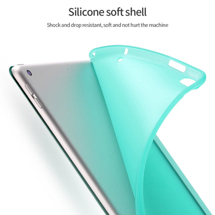Three-folding Surface PU Leather TPU Matte Soft Bottom Case with Holder & Sleep / Wake-up Function For iPad 10.2 2021 / 2020 / 2019 / iPad Pro 10.5 inch(Sky blue)-garmade.com