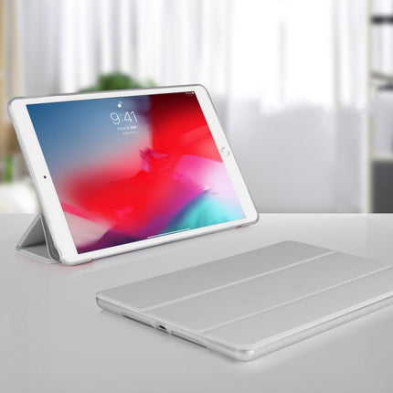 Three-folding Surface PU Leather TPU Matte Soft Bottom Case with Holder & Sleep / Wake-up Function For iPad 10.2 2021 / 2020 / 2019 / iPad Pro 10.5 inch (Grey)-garmade.com