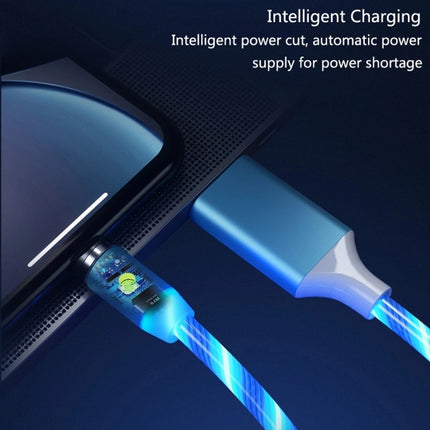 2 in 1 USB to 8 Pin + Micro USB Magnetic Suction Colorful Streamer Mobile Phone Charging Cable, Length: 1m(Blue Light)-garmade.com