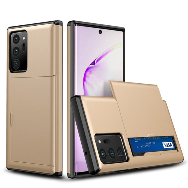 For Samsung Note20 Ultra Shockproof Rugged Armor Protective Case with Card Slot(Gold)-garmade.com