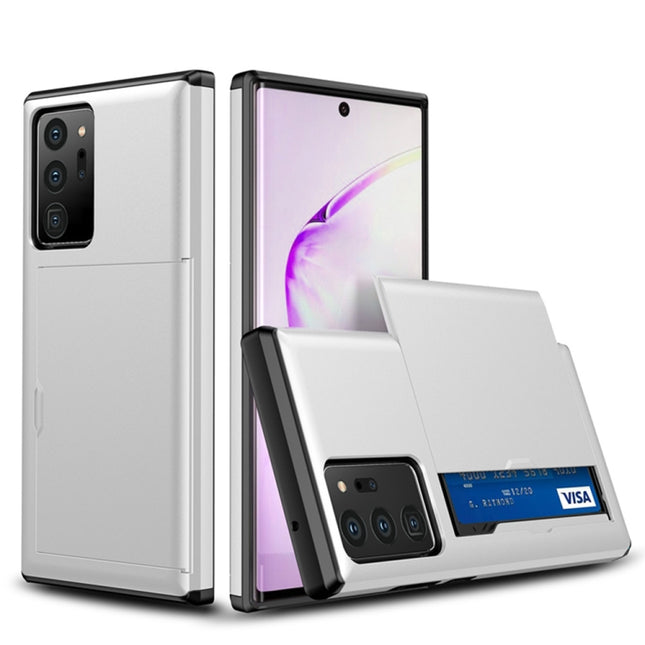 For Samsung Note20 Ultra Shockproof Rugged Armor Protective Case with Card Slot(White)-garmade.com