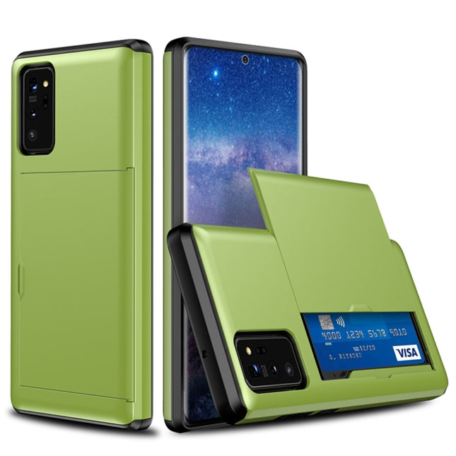 For Samsung Note20 Shockproof Rugged Armor Protective Case with Card Slot(Green)-garmade.com