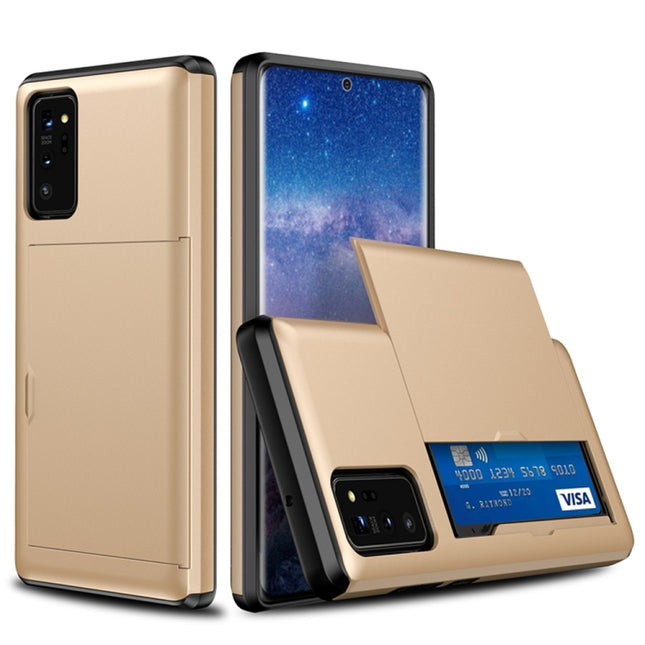 For Samsung Note20 Shockproof Rugged Armor Protective Case with Card Slot(Gold)-garmade.com