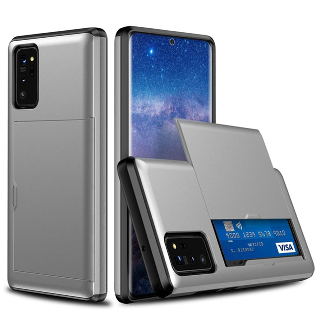 For Samsung Note20 Shockproof Rugged Armor Protective Case with Card Slot(Grey)-garmade.com