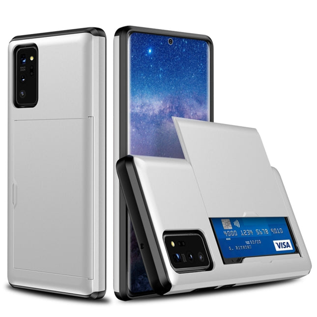 For Samsung Note20 Shockproof Rugged Armor Protective Case with Card Slot(White)-garmade.com