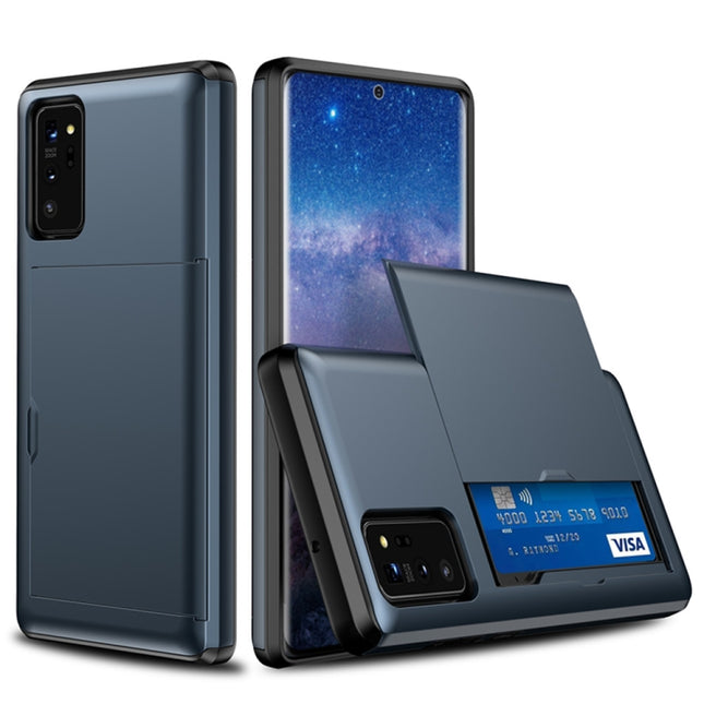 For Samsung Note20 Shockproof Rugged Armor Protective Case with Card Slot(Dark Blue)-garmade.com