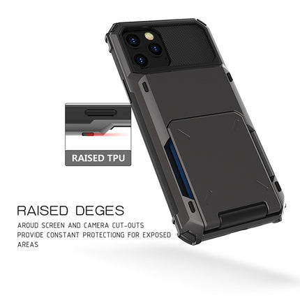 For iPhone 12 mini Scratch-Resistant Shockproof Heavy Duty Rugged Armor Protective Case with Card Slot(White)-garmade.com