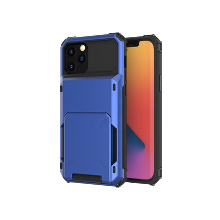 For iPhone 12 mini Scratch-Resistant Shockproof Heavy Duty Rugged Armor Protective Case with Card Slot(Blue)-garmade.com