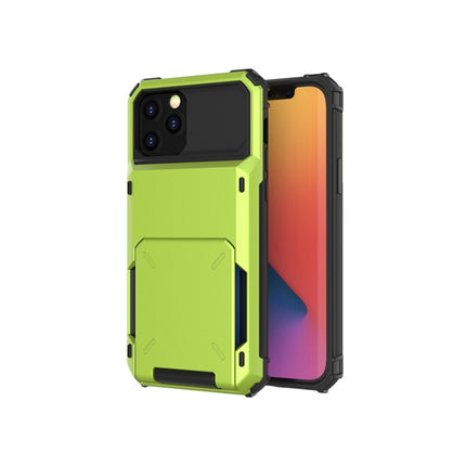 For iPhone 12 / 12 Pro Scratch-Resistant Shockproof Heavy Duty Rugged Armor Protective Case with Card Solt(Green)-garmade.com
