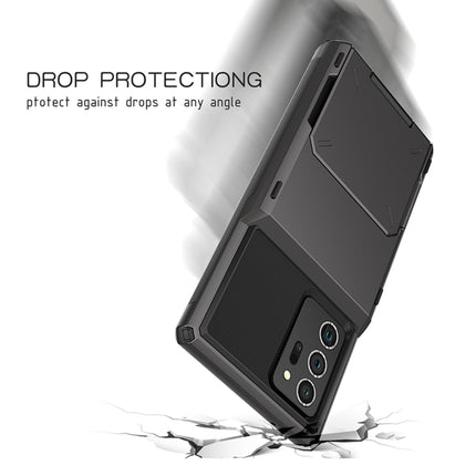 For Samsung Galaxy Note20 Scratch-Resistant Shockproof Heavy Duty Rugged Armor Protective Case with Card Slot(White)-garmade.com