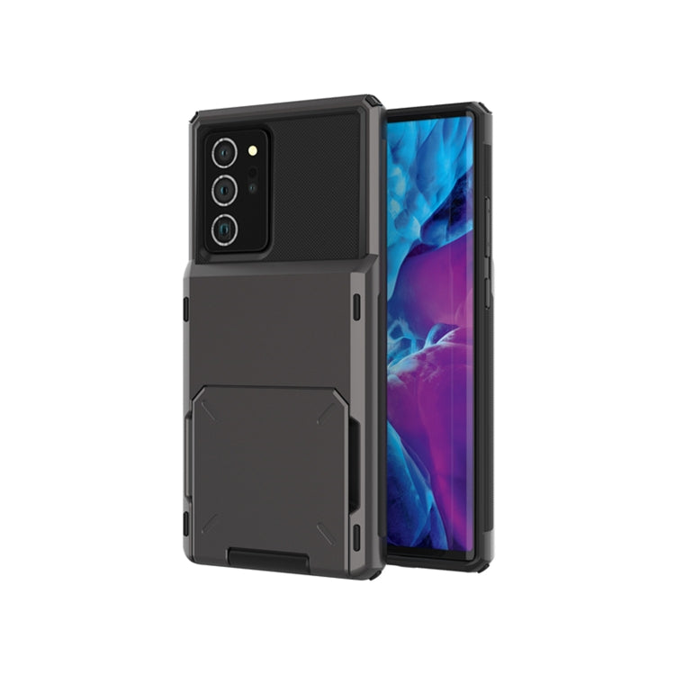 For Samsung Galaxy Note20 Scratch-Resistant Shockproof Heavy Duty Rugged Armor Protective Case with Card Slot(Dark Grey)-garmade.com