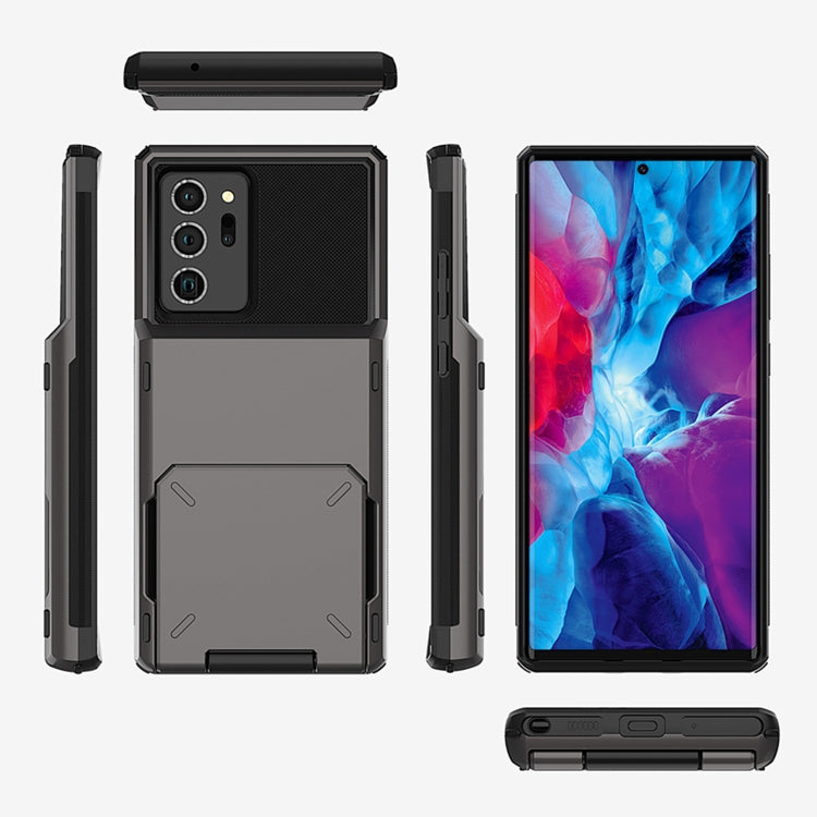 For Samsung Galaxy Note20 Scratch-Resistant Shockproof Heavy Duty Rugged Armor Protective Case with Card Slot(Dark Grey)-garmade.com