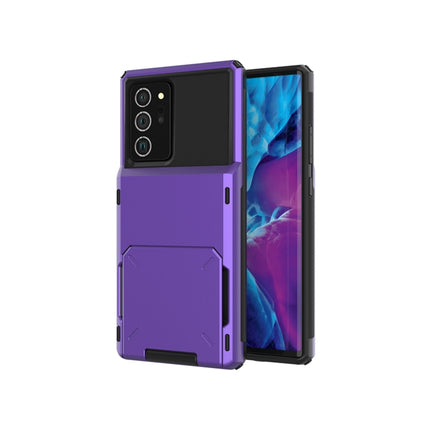 For Samsung Galaxy Note20 Scratch-Resistant Shockproof Heavy Duty Rugged Armor Protective Case with Card Slot(Purple)-garmade.com