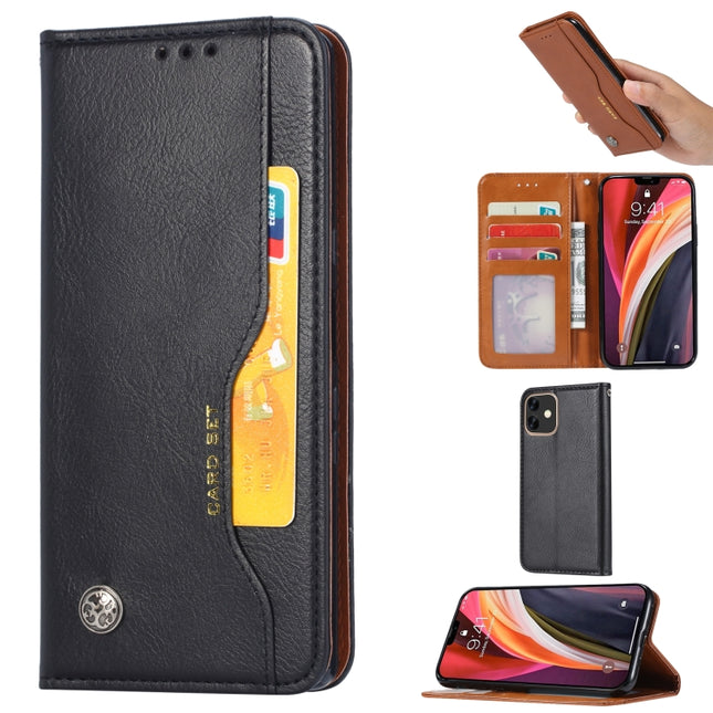 For iPhone 12 mini Knead Skin Texture Horizontal Flip Leather Case with Photo Frame & Holder & Card Slots & Wallet(Black)-garmade.com