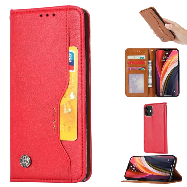 For iPhone 12 mini Knead Skin Texture Horizontal Flip Leather Case with Photo Frame & Holder & Card Slots & Wallet(Red)-garmade.com