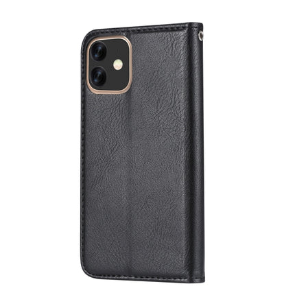 For iPhone 12 / 12 Pro Knead Skin Texture Horizontal Flip Leather Case with Photo Frame & Holder & Card Slots & Wallet(Black)-garmade.com