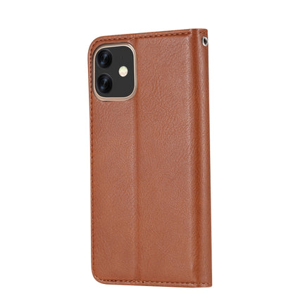 For iPhone 12 / 12 Pro Knead Skin Texture Horizontal Flip Leather Case with Photo Frame & Holder & Card Slots & Wallet(Brown)-garmade.com