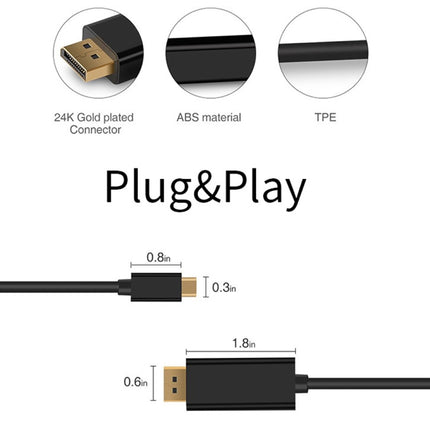 4K 60Hz Type-C to DP DisplayPort Connecting DP Adapter Cable, Cable Length: 1.8m-garmade.com