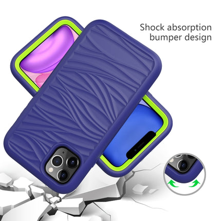 For iPhone 11 Wave Pattern 3 in 1 Silicone+PC Shockproof Protective Case(Navy+Olivine)-garmade.com