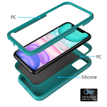 For iPhone 11 Wave Pattern 3 in 1 Silicone+PC Shockproof Protective Case(Dark Sea Green)-garmade.com