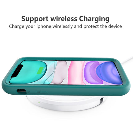 For iPhone 11 Wave Pattern 3 in 1 Silicone+PC Shockproof Protective Case(Dark Sea Green)-garmade.com