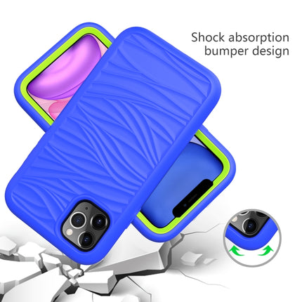 For iPhone 11 Pro Wave Pattern 3 in 1 Silicone+PC Shockproof Protective Case(Blue+Olivine)-garmade.com