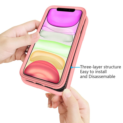 For iPhone 11 Pro Wave Pattern 3 in 1 Silicone+PC Shockproof Protective Case(Rose Gold)-garmade.com