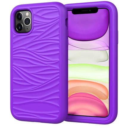 For iPhone 11 Pro Wave Pattern 3 in 1 Silicone+PC Shockproof Protective Case(Purple)-garmade.com
