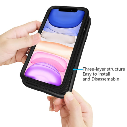 For iPhone 11 Pro Max Wave Pattern 3 in 1 Silicone+PC Shockproof Protective Case(Black)-garmade.com