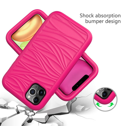 For iPhone 11 Pro Max Wave Pattern 3 in 1 Silicone+PC Shockproof Protective Case(Hot Pink)-garmade.com