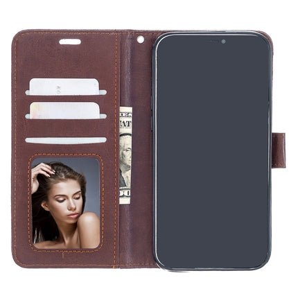For iPhone 12 Pro Max Crazy Horse Texture Horizontal Flip Leather Case with Holder & Card Slots & Wallet & Photo Frame(Brown)-garmade.com