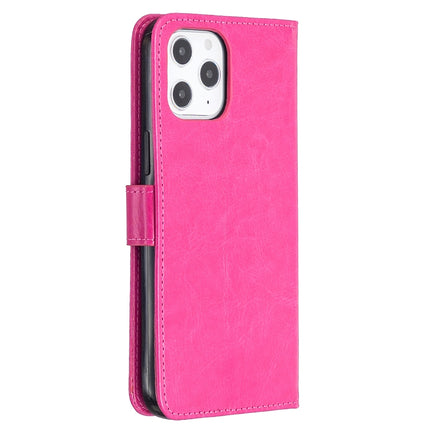 For iPhone 12 Pro Max Crazy Horse Texture Horizontal Flip Leather Case with Holder & Card Slots & Wallet & Photo Frame(Rose Red)-garmade.com