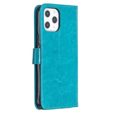 For iPhone 12 Pro Max Crazy Horse Texture Horizontal Flip Leather Case with Holder & Card Slots & Wallet & Photo Frame(Blue)-garmade.com