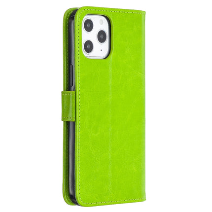 For iPhone 12 Pro Max Crazy Horse Texture Horizontal Flip Leather Case with Holder & Card Slots & Wallet & Photo Frame(Green)-garmade.com