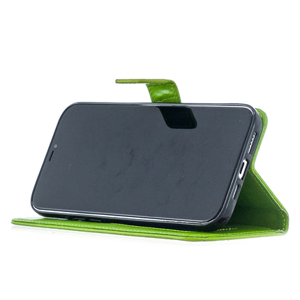 For iPhone 12 Pro Max Crazy Horse Texture Horizontal Flip Leather Case with Holder & Card Slots & Wallet & Photo Frame(Green)-garmade.com