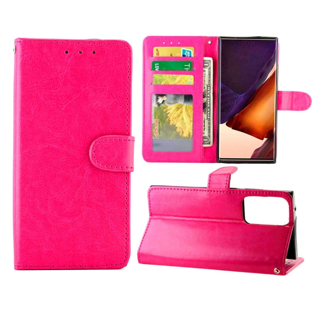 For Samsung Galaxy Note20 Ultra 5G Crazy Horse Texture Leather Horizontal Flip Protective Case with Holder & Card Slots & Wallet & Photo Frame(Magenta)-garmade.com