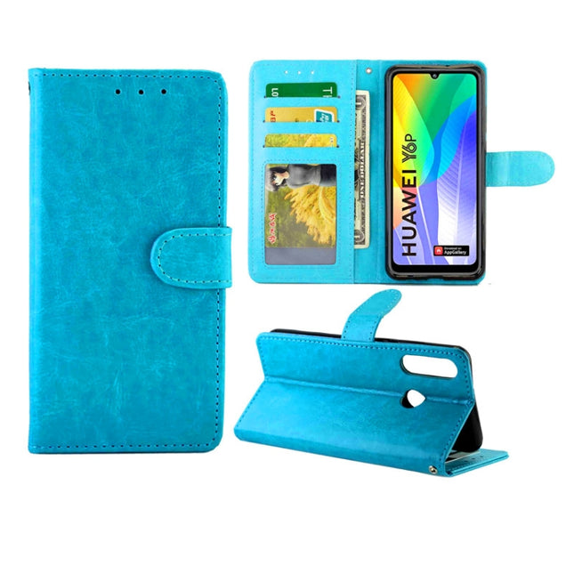 For Huawei Y6p(2020) Crazy Horse Texture Leather Horizontal Flip Protective Case with Holder & Card Slots & Wallet & Photo Frame(baby Blue)-garmade.com