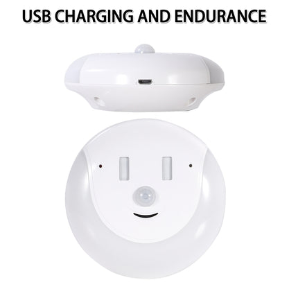 USB Charging Light & Human Body Sensing Control Smile Magnetic Night Light(Cold White Light)-garmade.com